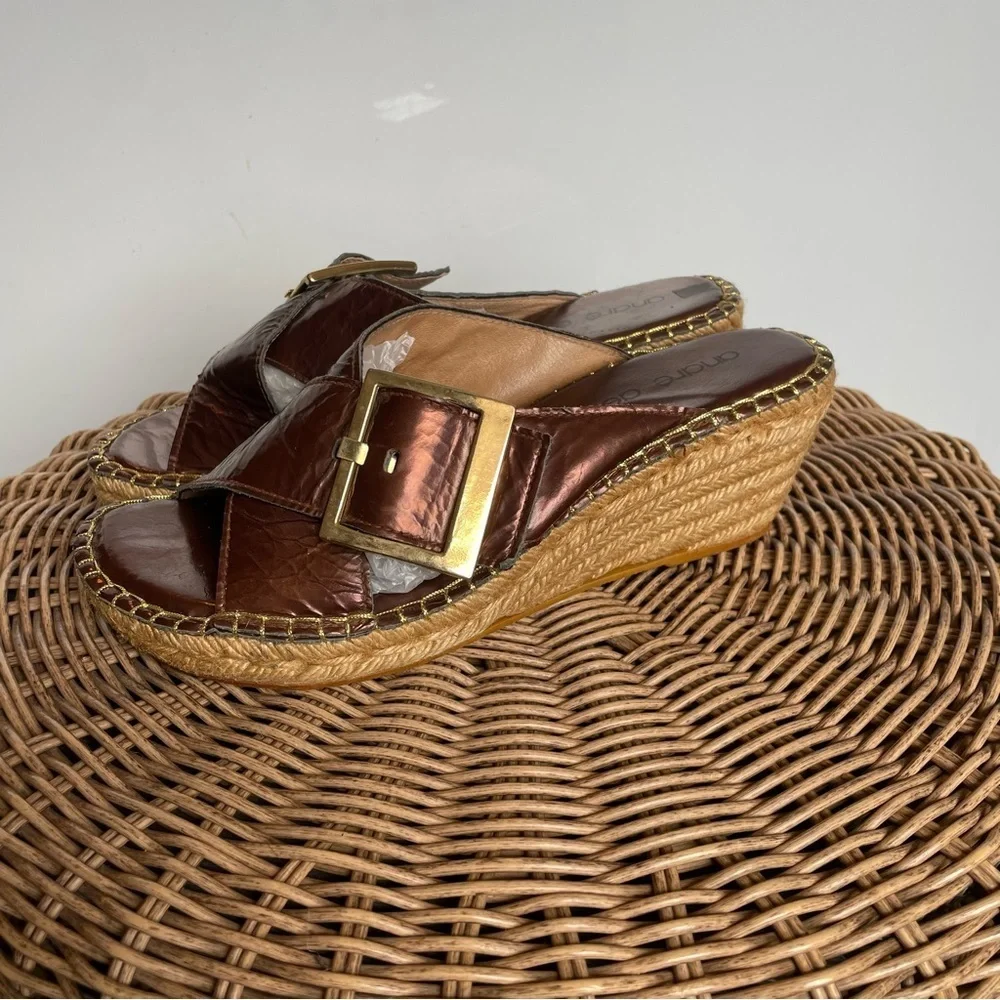 Andre Assous crossed straps Espadrilles wedges sandals size eu 38 usa 7.5
